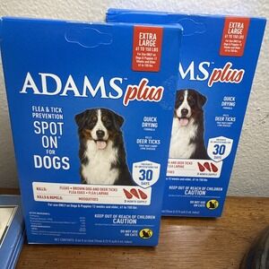 Lot Of 2: Adams Plus Flea & Tick Spot On Tx For XL Dogs 61-150 lbs 6 Doses Total